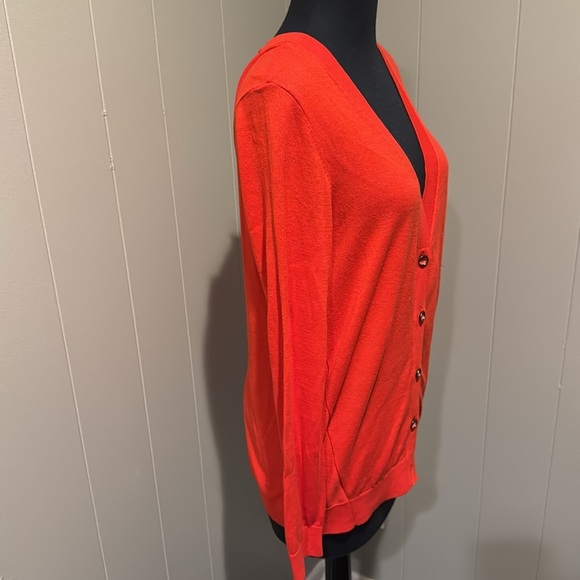 CAbi Cobblestone fiery red button front zipper back cardigan. Small. - Picture 6 of 9